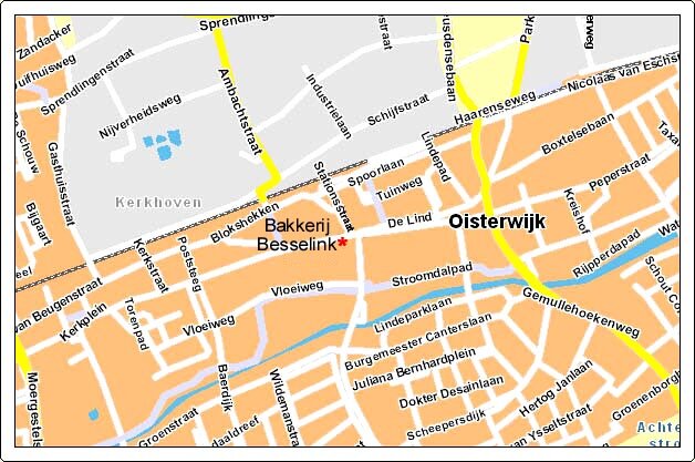 Routekaart naar bakkerij Besselink in Oisterwijk